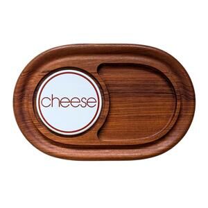 Vintage Goodwood Oval Teak Charcuterie Cheese Board with Inset Ceramic Tile